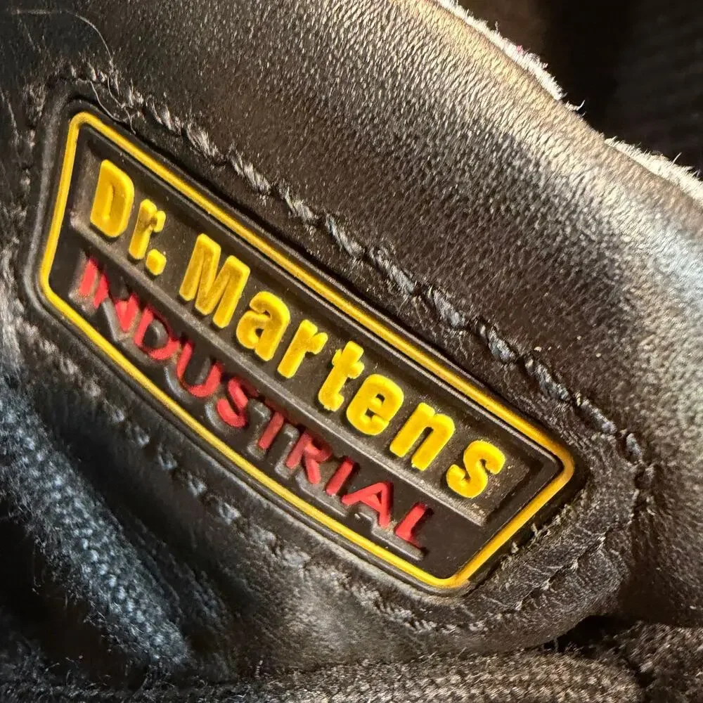 Dr. Martens Industrial Black Leather Steel Toe Work Ankle Boots Men Size 12
